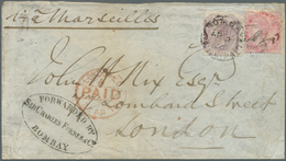 08704 Indien: 1862-72 Bombay Forwarder: Three Forwarded Covers From Bombay To Europe, With 1) 1862 Stample - Autres & Non Classés