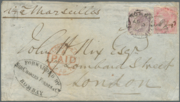 08704 Indien: 1862-72 Bombay Forwarder: Three Forwarded Covers From Bombay To Europe, With 1) 1862 Stample - Altri & Non Classificati