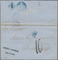 08708 Indien: 1868, Folded Letter From CALCUTTA Via Bombay With "CULCUTTA INDIA UNPAID" Mark Via Suez To B - Autres & Non Classés