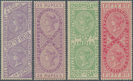 08709 Indien: 1869-78 TELEGRAPH STAMPS: Set Of 12 Values From 1a. To 50r. On Paper Watermarked Large Crown - Autres & Non Classés