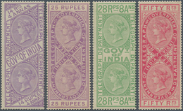 08709 Indien: 1869-78 TELEGRAPH STAMPS: Set Of 12 Values From 1a. To 50r. On Paper Watermarked Large Crown - Altri & Non Classificati