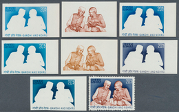 08746 Indien: 1973 'Gandhi & Nehru' 20p.: Seven Different Colourt Trials Of Frame (five, Different Colours - Sonstige & Ohne Zuordnung