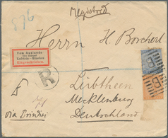 08757 Indien - Used Abroad: ADEN 1889: Registered Cover From Aden To Lübtheen, Mecklenburg, Germany Franke - Autres & Non Classés