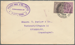 08768 Indien - Used Abroad: 1925 BURMA: Forwarded Cover From Bassein To Copenhagen, Denmark Franked With I - Autres & Non Classés