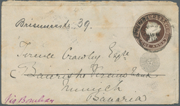 08792 Indien - Konventionalstaaten: CHAMBA 1892, Postal Stationery Envelope 1a. Brown Used To Munich, Bava - Sonstige & Ohne Zuordnung