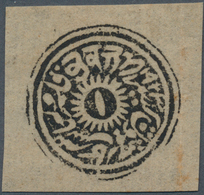 08801 Indien - Feudalstaaten: JAMMU & KASHMIR 1874-76 4a. Deep Black, Unused W/o Gum As Issued, Cut Square - Autres & Non Classés