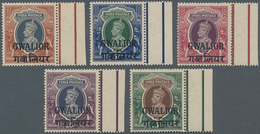 08812A Indien - Feudalstaaten: 1938/48, KG VI 1 R And 5 R To 25 R With Imprint "GWALIOR" Five Values In Sup - Altri & Non Classificati