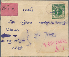 08819 Indien - Feudalstaaten: MORVI 1934: Two Postal Stationery Envelopes, 6p. Dark Green On Laid Paper An - Sonstige & Ohne Zuordnung