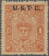 08823 Indien - Feudalstaaten: TRAVANCORE-COCHIN 1949: 1a. Orange Optd. "U.S.T.C.", Variety "Raised Stop Af - Autres & Non Classés