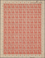 08827 Indonesien - Vorläufer: 1946, Revolution Period In Java, 80 Sen Red, Complete Sheet Of 50, Right 2 C - Indonesia
