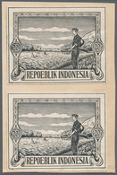 08829 Indonesien - Vorläufer: 1946 (ca.), 20 S. Guard On Seashore, Black Imperf. Proofs (2) On Cardboard. - Indonesia