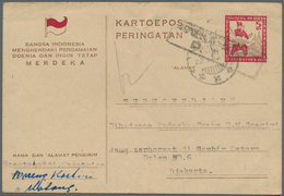 08830 Indonesien - Vorläufer: 1946/47, Three Different Stationery Cards: 5 S. "Peneak" Large Size (crease) - Indonesia