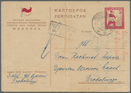 08831 Indonesien - Vorläufer: 1946, Two Stationery Cards 5 S. (crease) Or 10 S. Used; Plus Japanese Occupa - Indonésie
