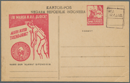 08832 Indonesien - Vorläufer: 1946 (ca.), West Sumatra, Stationery Card With Boxed "BEA/DIBAJAR" Hs., Unus - Indonesia