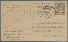 08836 Indonesien - Vorläufer: 1948, Stationery Card 10 S. Brown Canc.  "NGANDJOEK 4.8.48" To Kediri, Creas - Indonésie