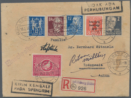 08839 Indonesien: 1950, Incoming-Blocked Mail: Germany Soviet Zone/DDR, Mixed Franking With 6 Stamps On Re - Indonesia