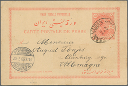08901 Iran: 1896-98, Two Used Postal Stationery Cards, Both Addressed To Germany With Arrival Marks, Some - Iran