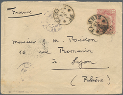 08905 Iran: 1904, 12 Ch. Provisoire Overprinted Rose On Cream Postal Stationery Envelope Tied By "TABRIZ" - Iran