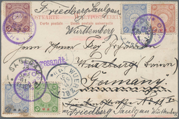 09012 Japanische Post In China: 1900, Offices 1 S., 1 ½ S. (2, One Faults), 2 S., 3 S. Tied Three Strikes - 1943-45 Shanghai & Nankin