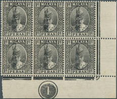 09040 Japanische Besetzung  WK II - Malaya: 1942, 1c. Black, Marginal Block Of Six From The Lower Right Co - Malesia (1964-...)