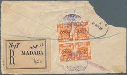 09173 Jordanien: MADABA (type D1): 1925 (9.12.), Cut Down Cover Bearing Four Optd. Palestine Stamps Used W - Jordanien