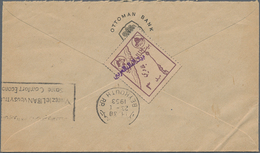 09182 Jordanien: 1953, Ottoman Bank Commercial Window Cover Bearing On Front 10 F. And 15 F. And On Revers - Jordanie