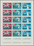 09198 Katar / Qatar: 1966, Olympic Games Mexico Imperforate, Two Complete Sheets With Five Sets, Unmounted - Qatar