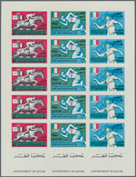 09200 Katar / Qatar: 1966, Olympic Games Mexico Revaluation Overprints, Imperforate Issue, Two Complete Sh - Qatar