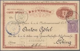 09222 Korea: 1901, UPU Card 4 Ch. Uprated Ewha 10 Ch. Tied "CHEMULPO 5 JUIN 02" Registered To Staff Of Aus - Corée (...-1945)