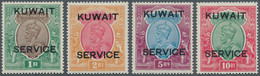 09323 Kuwait - Dienstmarken: 1929, India KGV Four Diff. Stamps 1r. To 10r. With Black Opt. 'KUWAIT / SERVI - Koweït