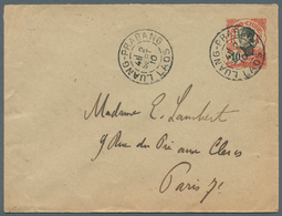 09328 Laos: 1910. French Indo-China Postal Stationery Envelope 'Type Annamite' 10c Red Cancelled By Luang- - Laos