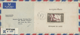 09334 Laos: 1956, Souvenir Sheets No. 18/20 On Registered Airmail-letters, All Sent From "VIENTIANE 5.8.56 - Laos