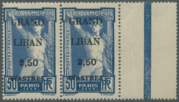 09348 Libanon: 1924, Olympic Games, 2.50pi. On 50c., Horiz. Pair Left Stamp Showing Variety "Small G In GR - Libanon