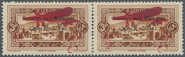09361 Libanon: 1926, War Refugee Relief, 3pi. + 2pi. Brown, Horiz. Pair, Left Stamp Showing Variety "Missi - Libano