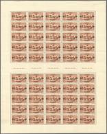 09362 Libanon: 1926, 4.50pi. On 0.75pi. Brownish Red, INVERTED Overprint, (folded) Sheet Of 50 Stamps With - Libano