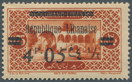 09363 Libanon: 1927, 4.50pi. On 0.75pi. Brownish Red Showing "4.05pi.", Unmounted Mint. Maury 90e, 468,- ? - Liban