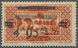 09363 Libanon: 1927, 4.50pi. On 0.75pi. Brownish Red Showing "4.05pi.", Unmounted Mint. Maury 90e, 468,- ? - Libano