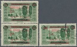 09370 Libanon: 1928, 2pi. On 1.25pi. Green, Vertical Pair Lower Stamp "missing "p" In Surcharge" Mint O.g. - Libano