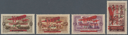 09377 Libanon: 1928, Airmails, Red "Republique Libanaise/Plane" Surcharge On Green "AVION" Overprints, Com - Libanon