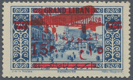 09383 Libanon: 1929, Airmails 15pi. On 25pi. "Small Cipher 15", Fresh Colour, Well Perforated, Mint O.g. P - Libanon