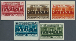 09395 Libanon: 1936, Franco-Lebanese Treaty, Not Issued, Complete Set Of Five Values IMPERFORATE, Unmounte - Libanon