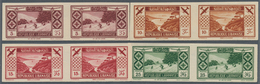 09411 Libanon: 1936, Tourism And Sports Complete Set Of 8 Imperf Pairs, Mint Light Hinged, Very Fine, A Ve - Liban
