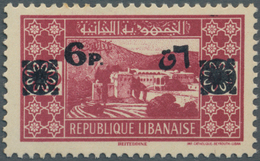 09428 Libanon: 1943, 6pi. On 7.50pi. Carmine With BLACK Overprint Instead Of "Green", Unmounted Mint, Sign - Liban