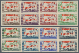 09486 Libanon: 1946, 1st Anniversary Of WWII Victory 'Flag' Complete IMPERFORATE Definitive Set (NO Airmai - Libanon