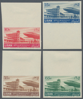 09509 Libanon: 1954, Beyrouth Airport, 10pi. To 65pi., Complete Set Of Four Values Imperforate, Unmounted - Libanon