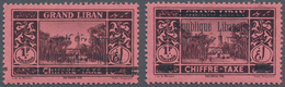 09534 Libanon - Portomarken: 1928, 1pi. Black On Rose With Inverted Arabic Overprint And Same Stamp With C - Libanon