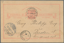 09541 Macau - Ganzsachen: 1886/1915, Three Stationery Cards: 20 R. Used "MACAU 8-JAN.01" Via HK To Germany - Interi Postali