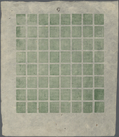 09568 Nepal: 1898/1917, 4a Green (Scott #17), Complete Sheet Of 64, Unused As Issued, With Inverted Cliché - Népal