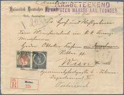 09580 Niederländisch-Indien: 1903, 10 C., 50 C. Tied "MEDAN 7 10 03" To Registered Cover To Vienna/Austria - Indie Olandesi