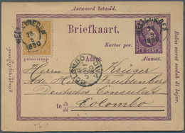 09583 Niederländisch-Indien: 1890, 5 C. Stationery Reply Card Uprated With 2 1/2 C. Sent From WELTEVREDEN - Niederländisch-Indien